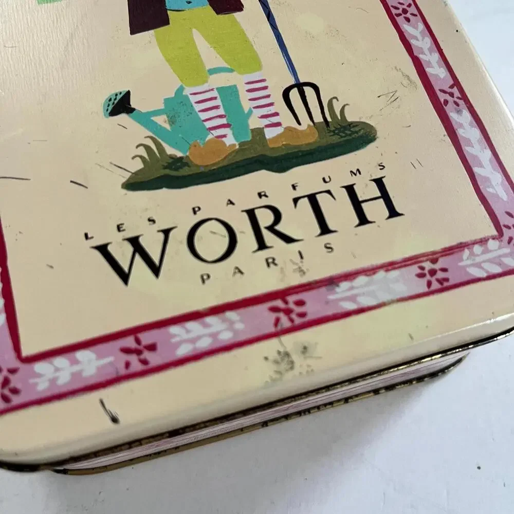 Vintage Worth Paris Tin Box, Mid-Century French Perfume Container